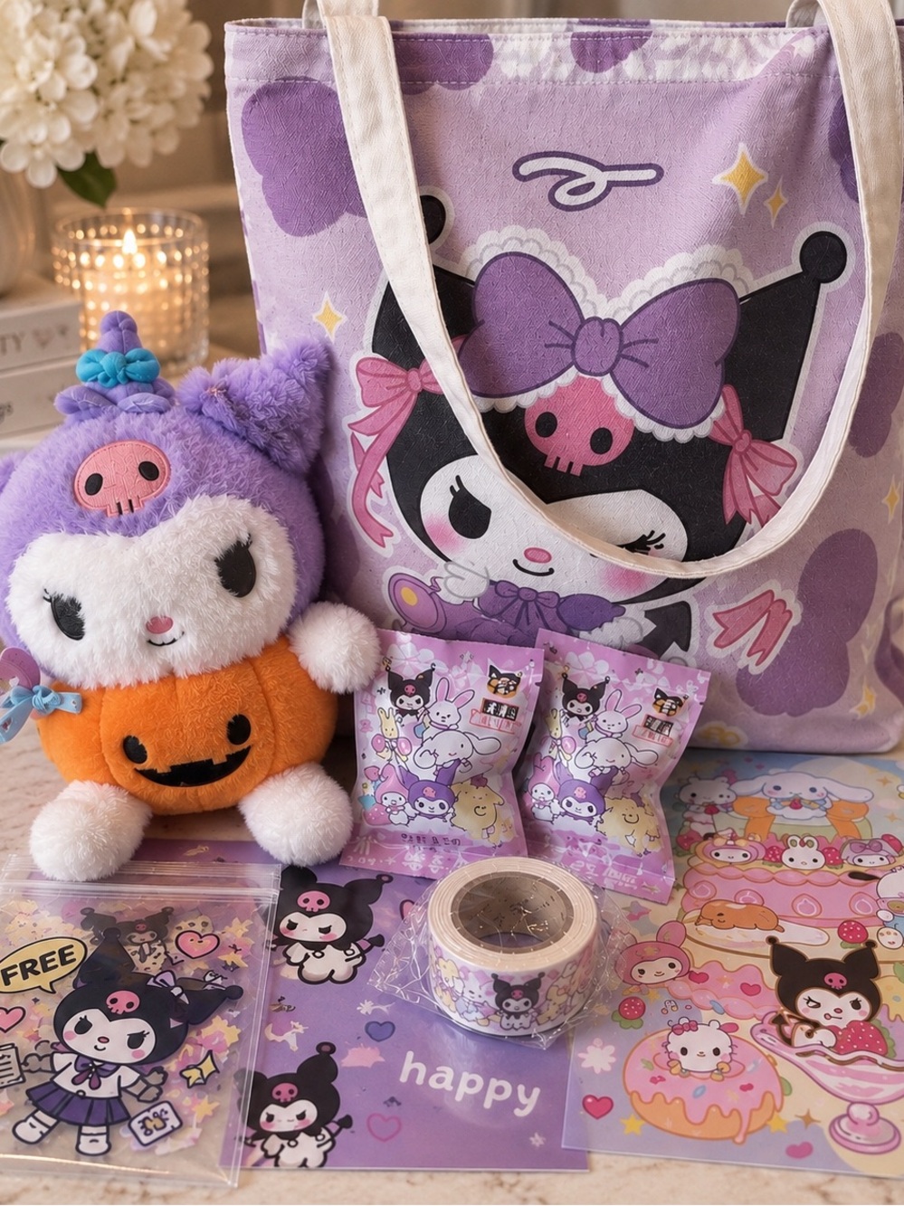 Sanrio Kuromi Daiso 7 piece bundle + free items